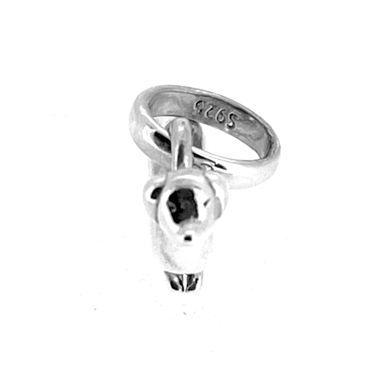 Top view showing 4mm width of sterling silver dog charm