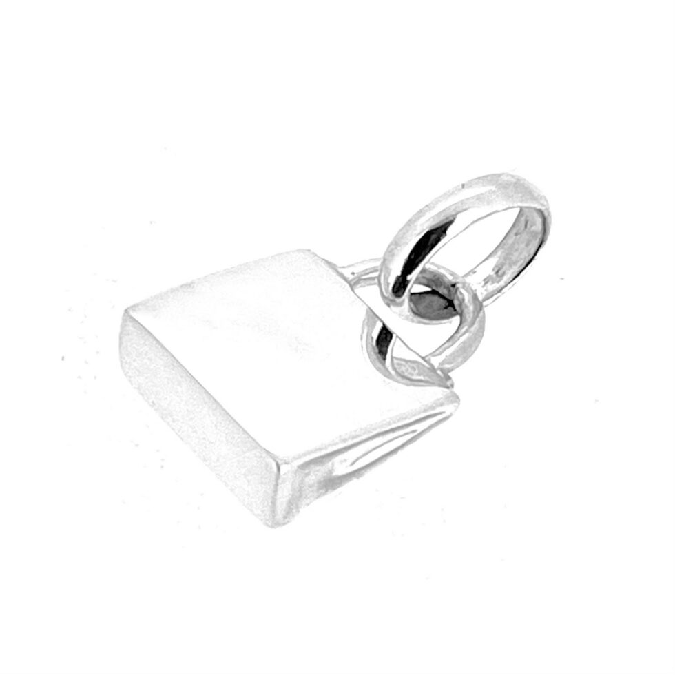 Rigid top-handle detail on silver handbag charm