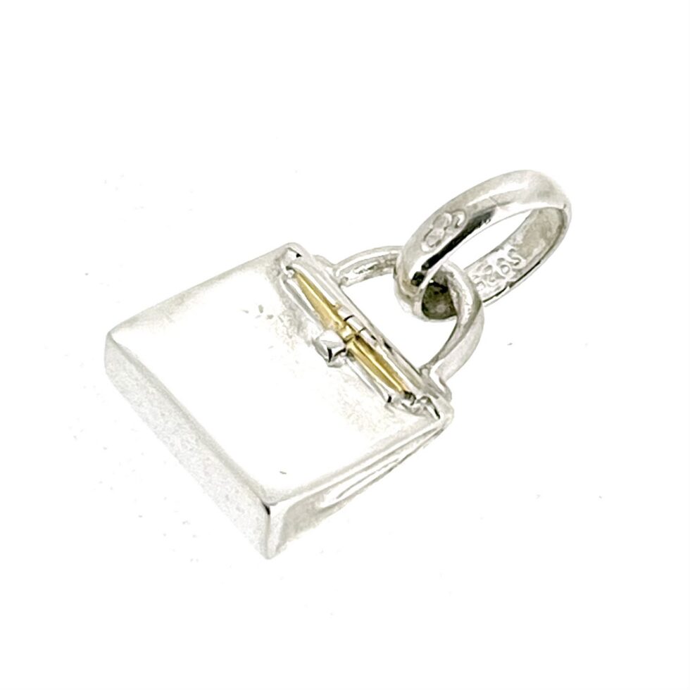 Sterling silver top-handle handbag charm side profile
