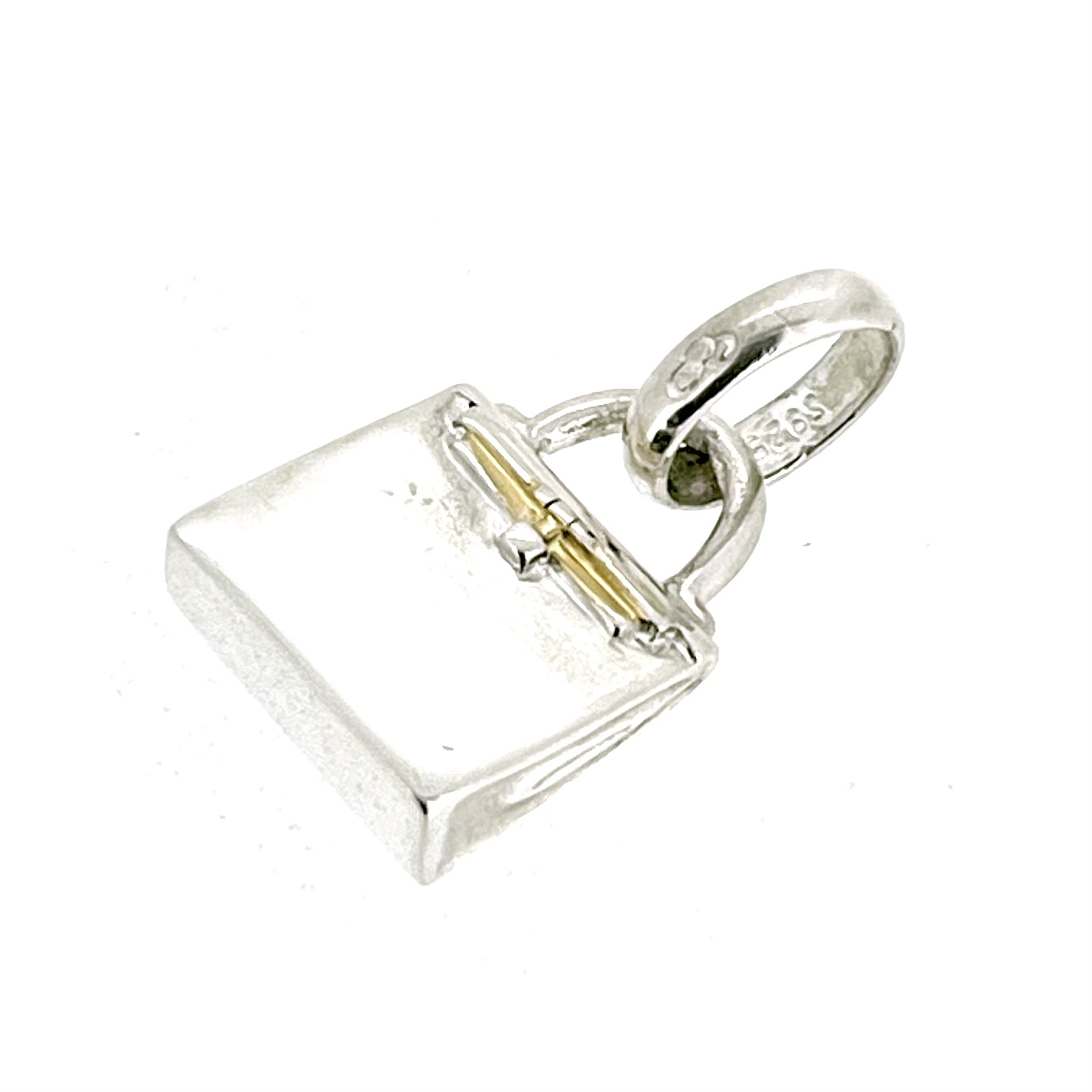 Sterling silver top-handle handbag charm side profile