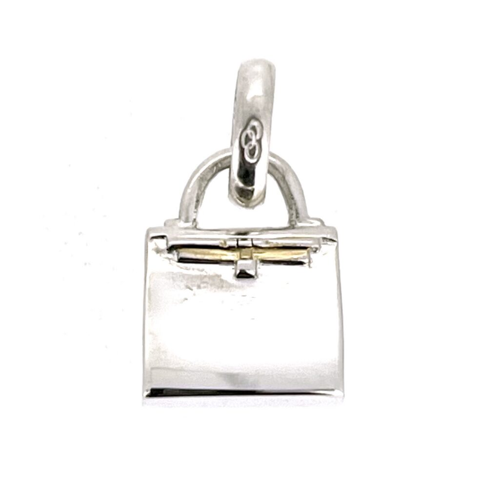 Vintage sterling silver box handbag charm front view