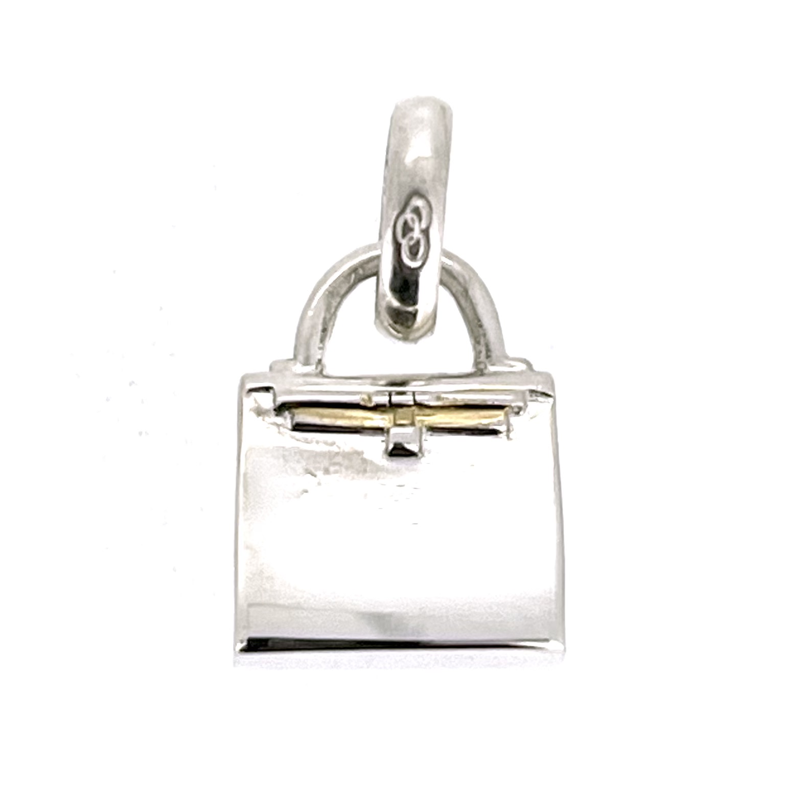 Vintage sterling silver box handbag charm front view