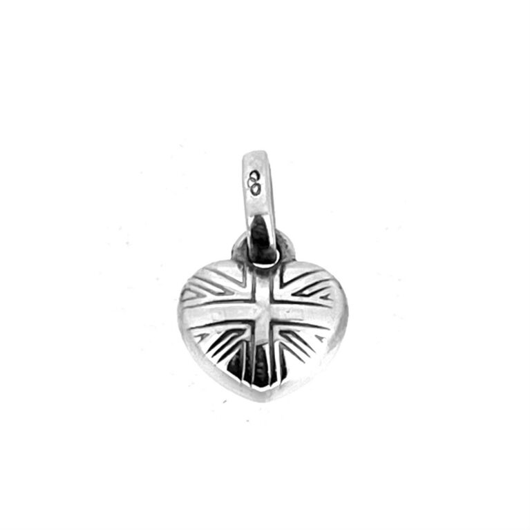 Micro puffed heart charm engraved with Union Jack motif