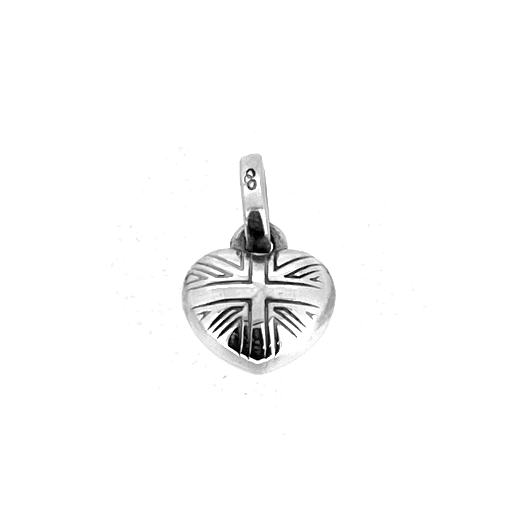 Links of London sterling silver tiny Union Jack heart charm front view