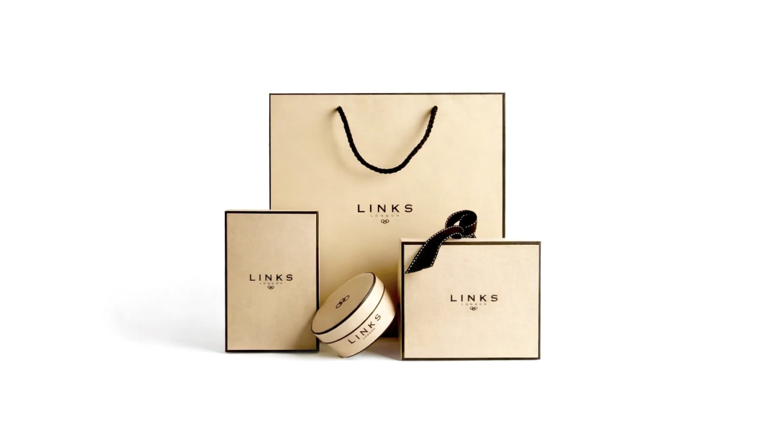 Links of London bags, boxes and Packaging