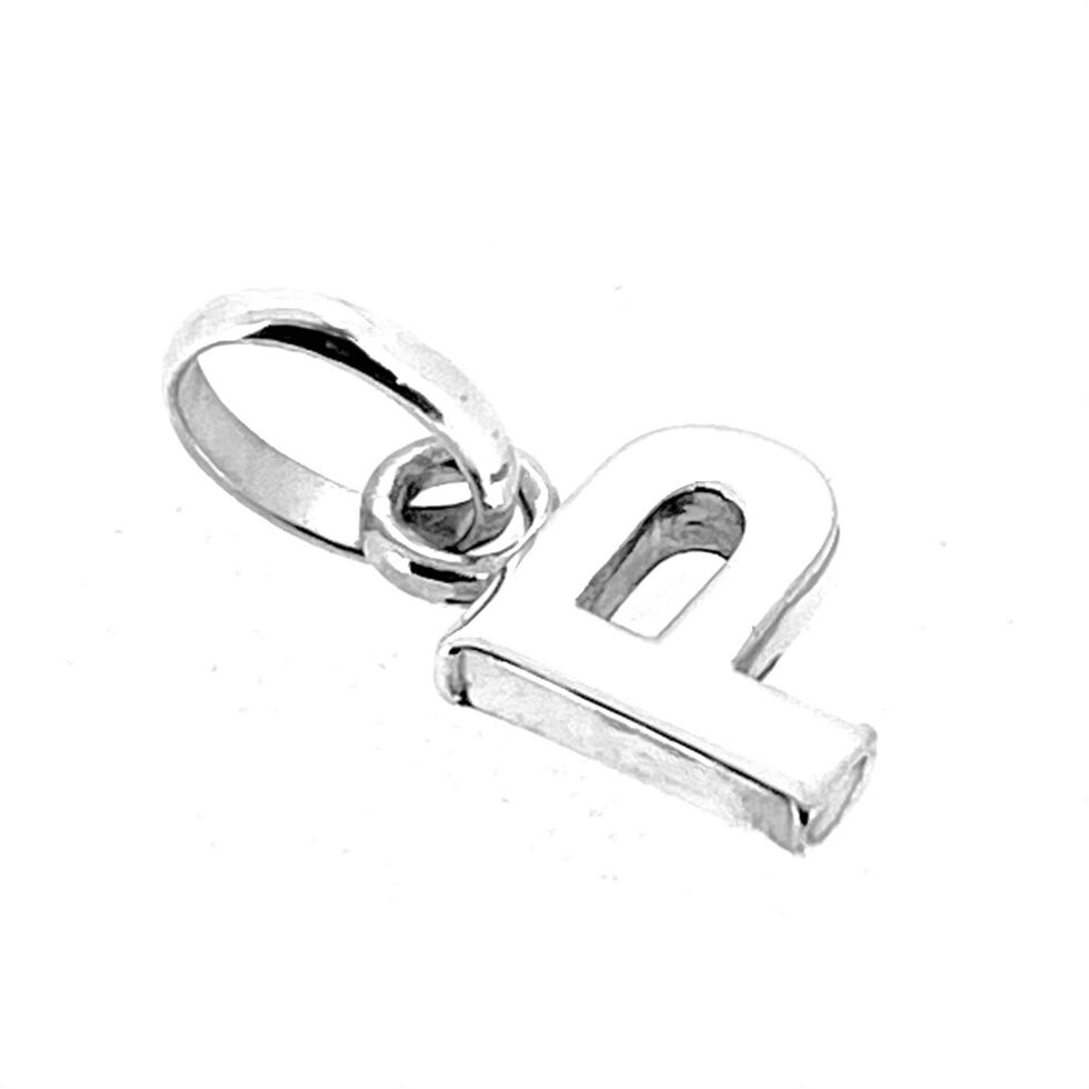 9mm sterling silver letter P charm front view