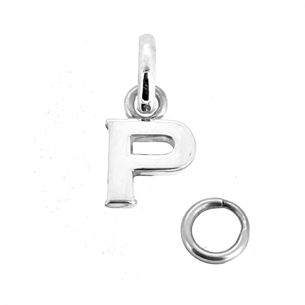 Alphabet P charm with split ring for Sweetie bracelet