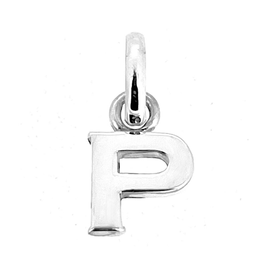 Polished sterling silver Modern Block initial P