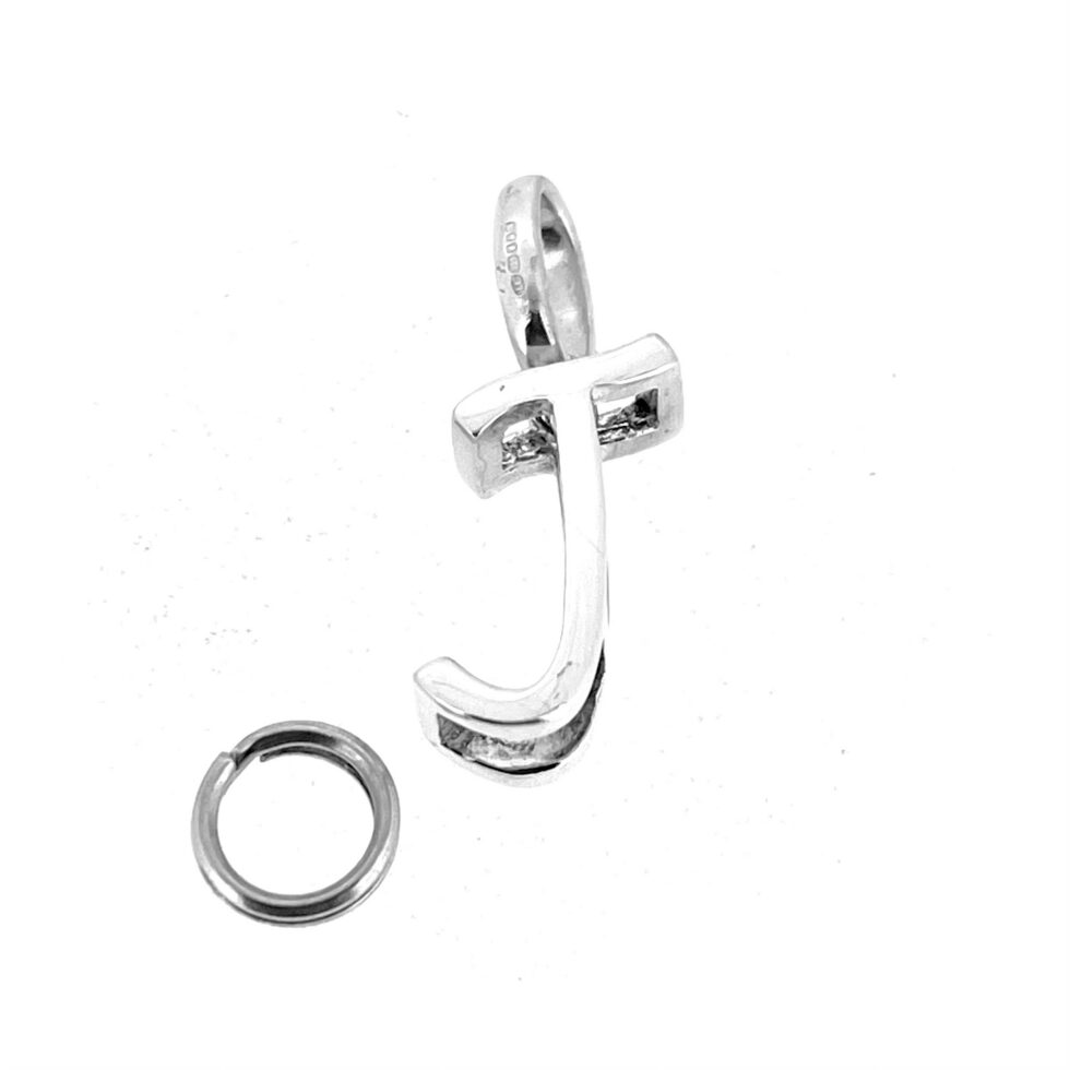 Fully three dimensional silver initial J charm