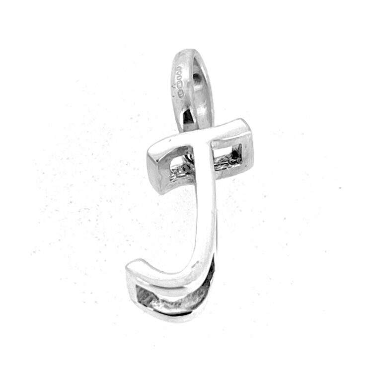 6mm thick solid silver alphabet J charm