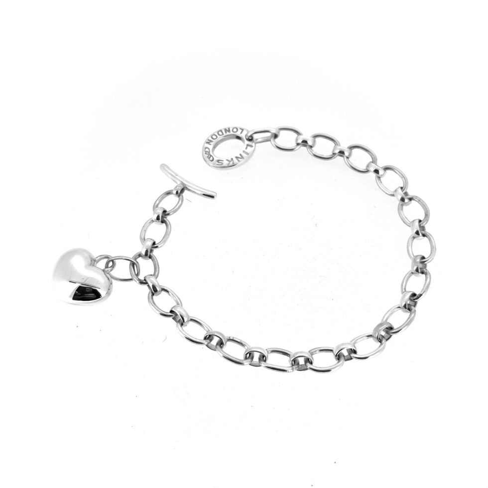 Vintage Links of London Classic Toggle Bracelet 20cm puffed heart