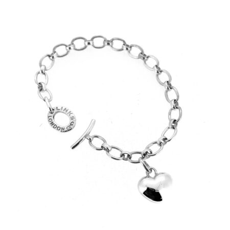 Puffed heart charm 16mm wide sterling silver