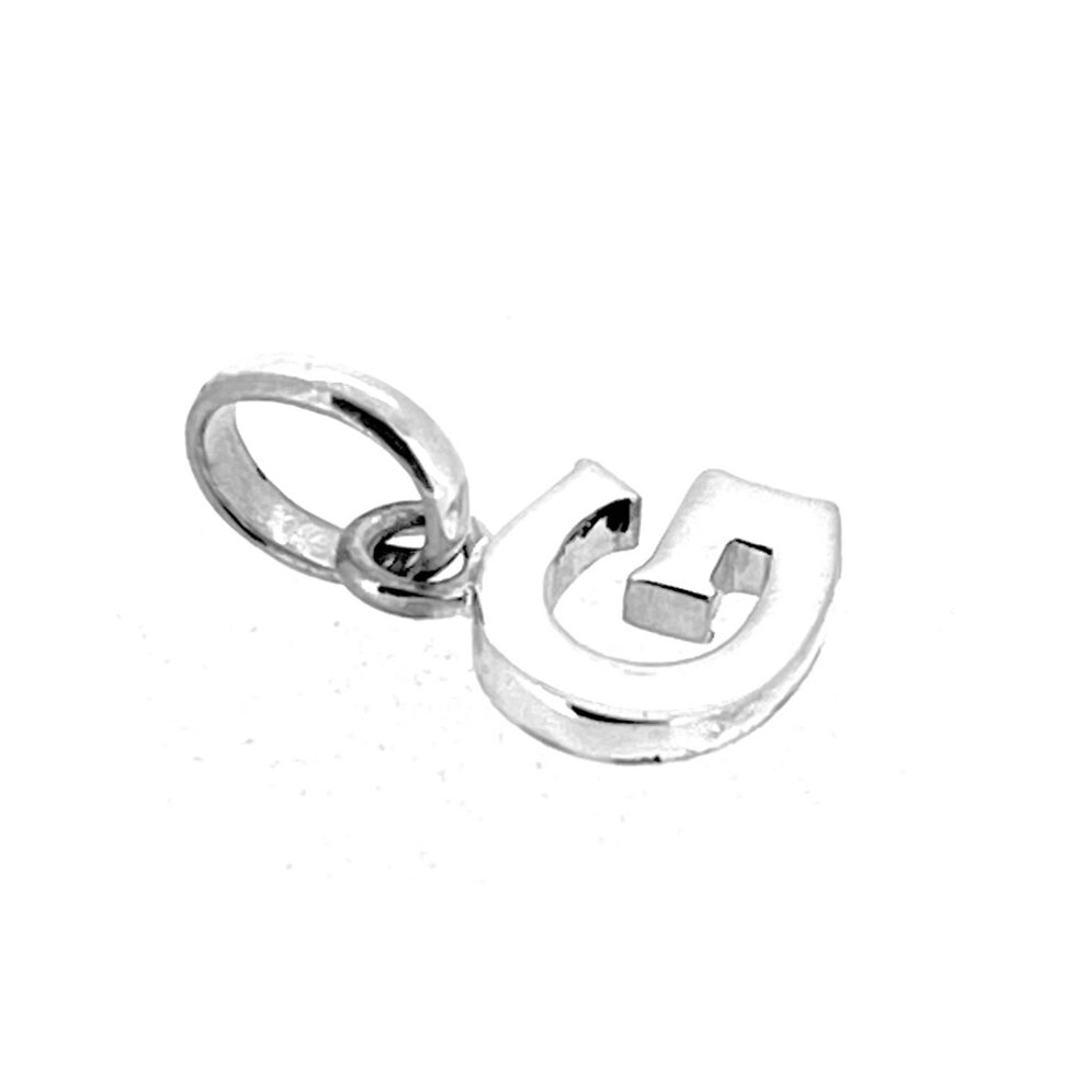 11mm wide silver letter G charm detail