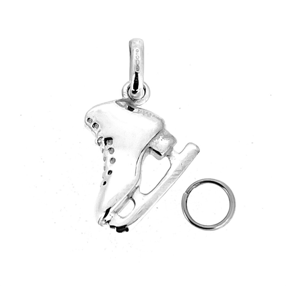 Sterling silver figure skate charm