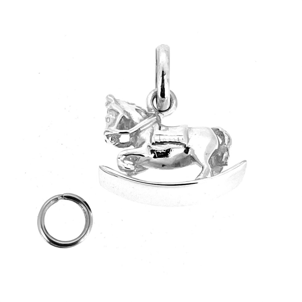 Rocking horse miniature silver sculpture