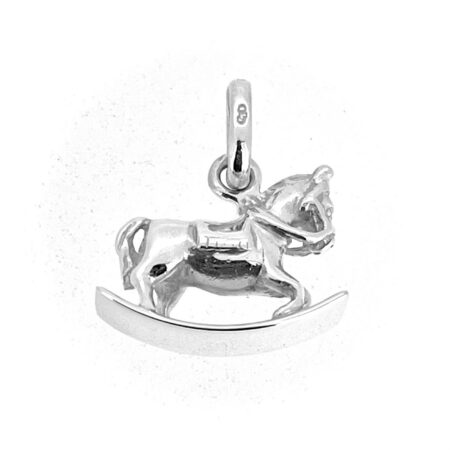 Vintage British rocking horse silver charm