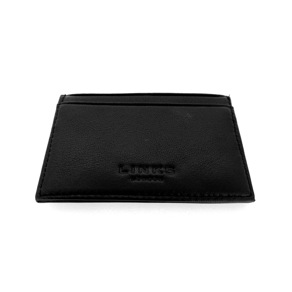 Links London card wallet front side embossed logo close up