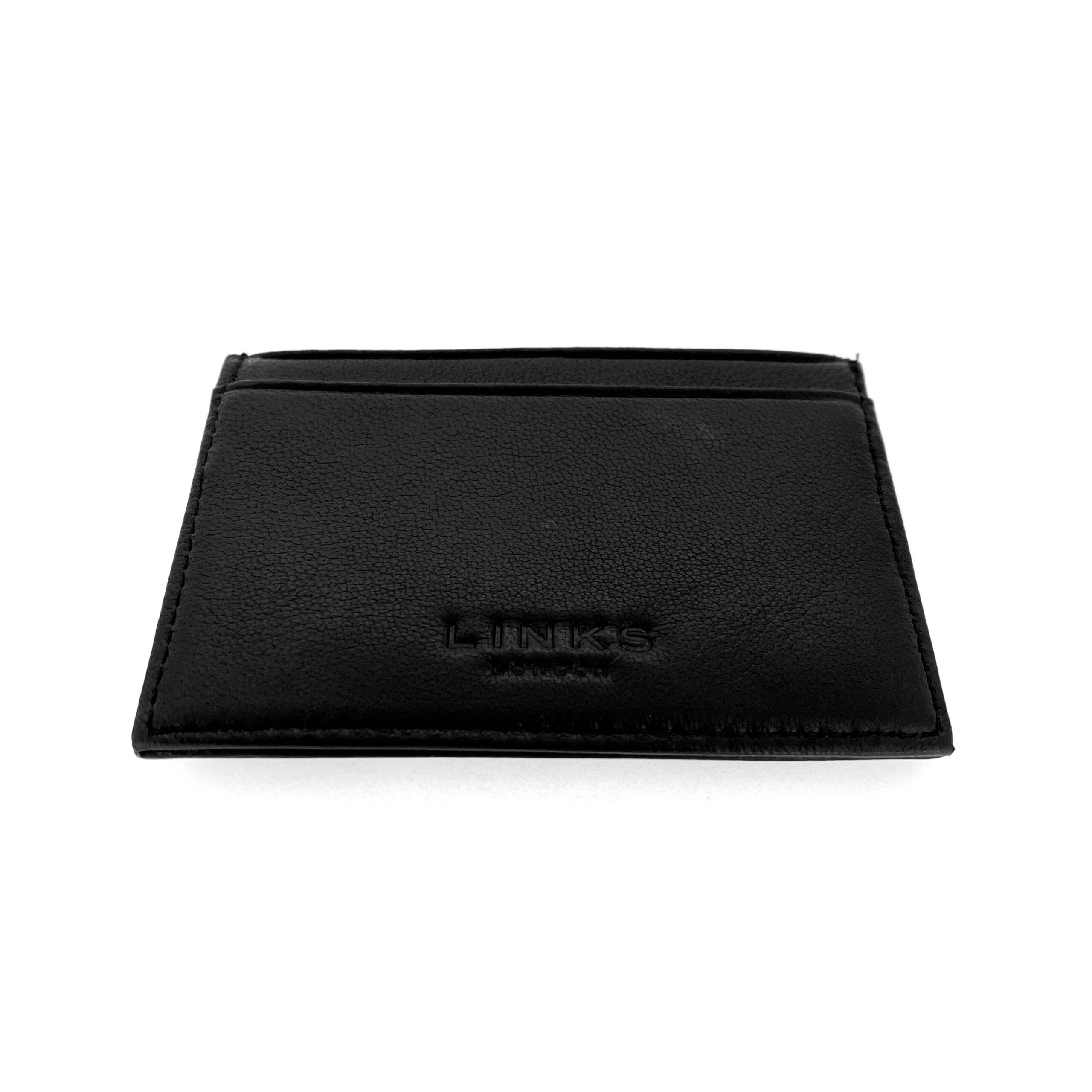Links London card wallet front side embossed logo close up