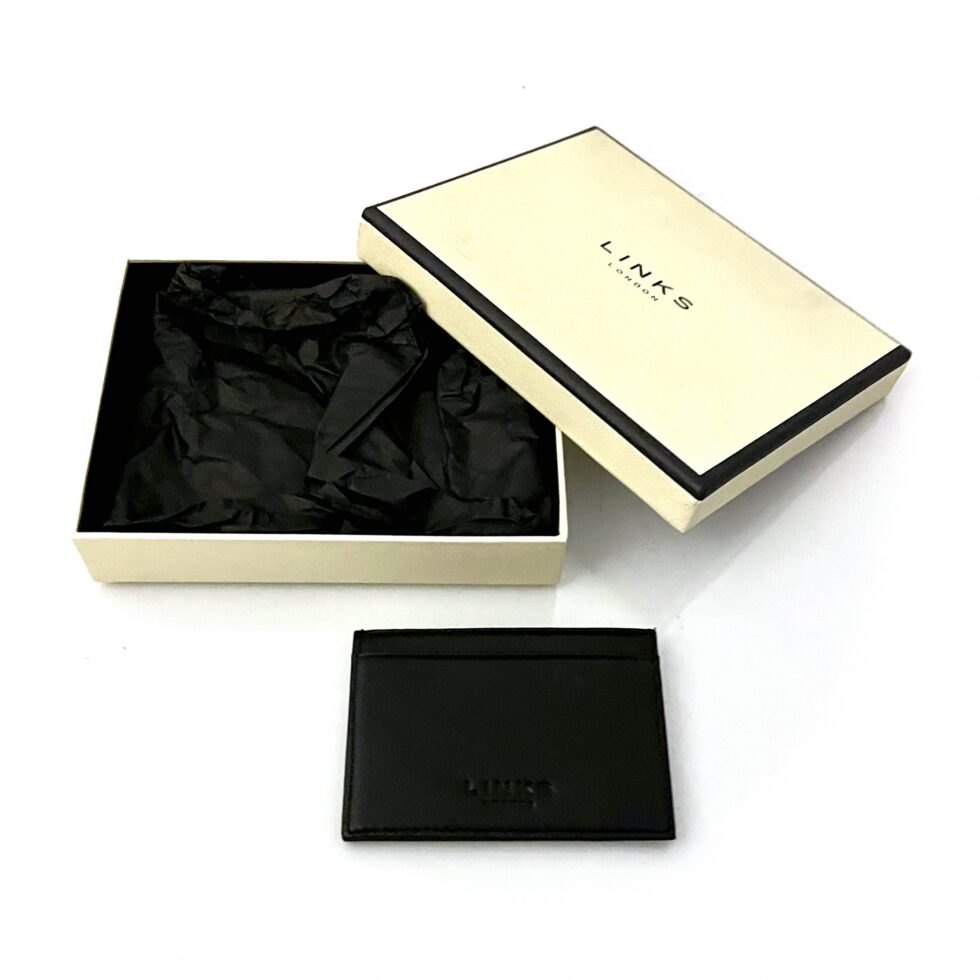 Minimalist Links London card case holding standard size cards