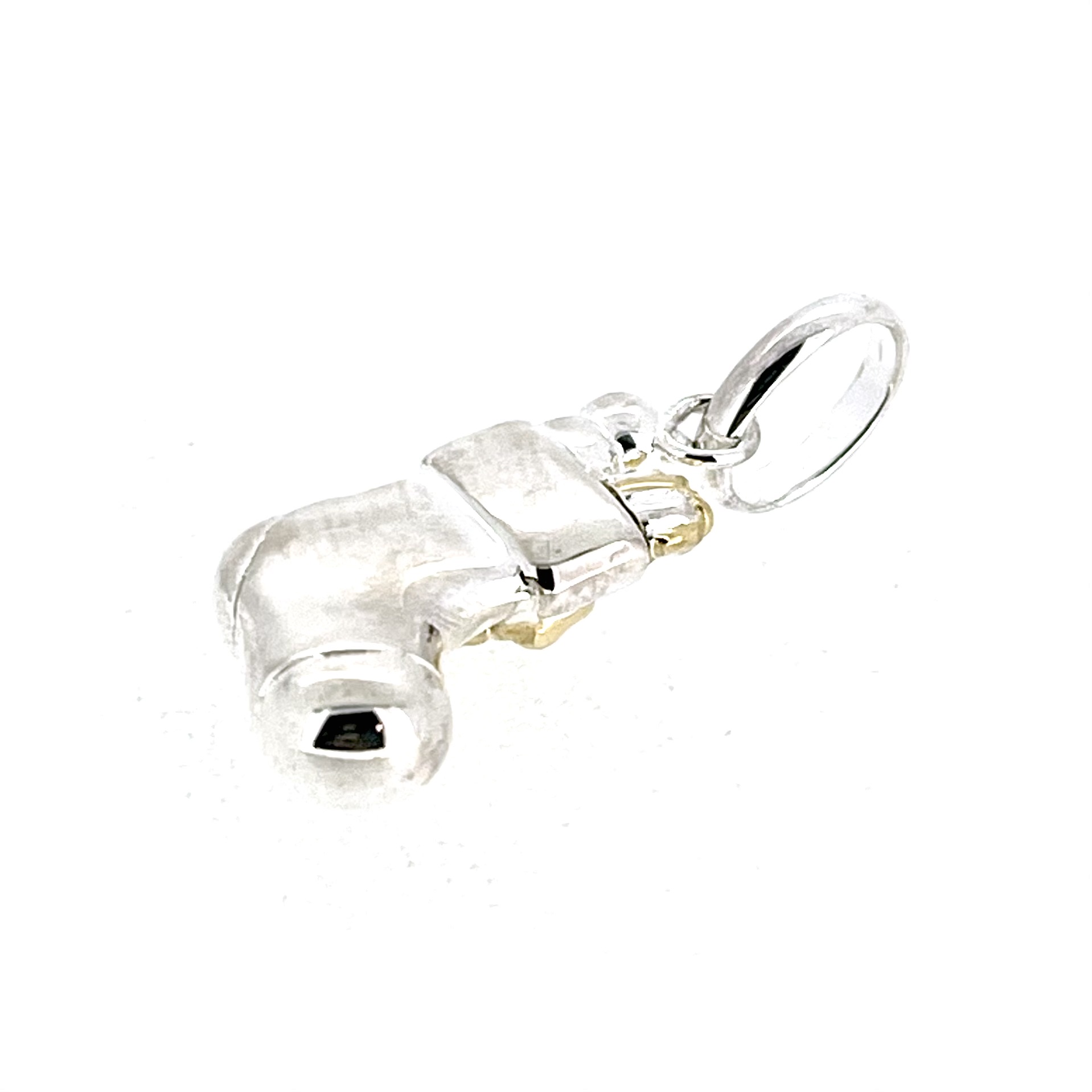 Sterling silver stocking charm with gold bow detail