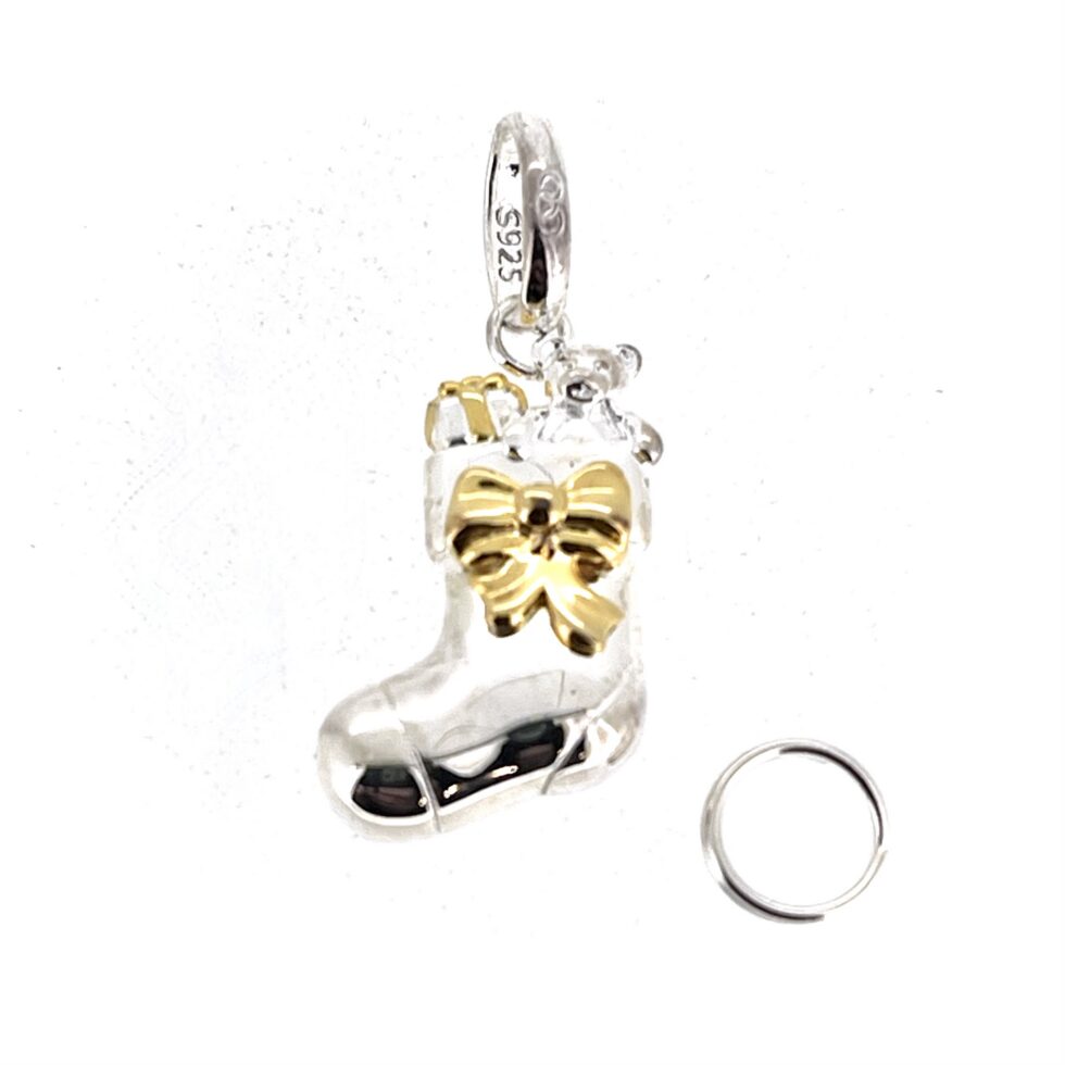 Two tone silver and gold Christmas stocking charm Links of London