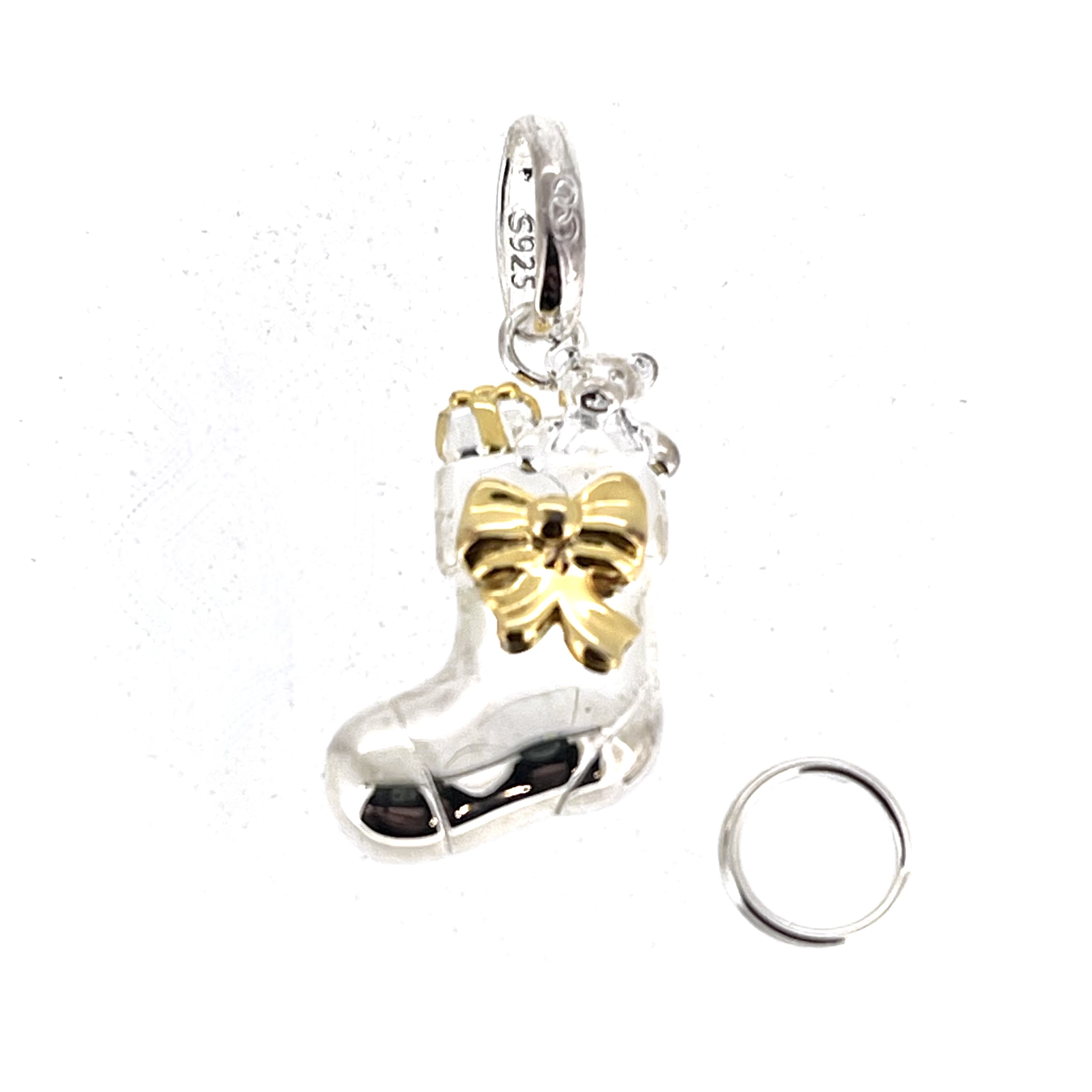 Two tone silver and gold Christmas stocking charm Links of London