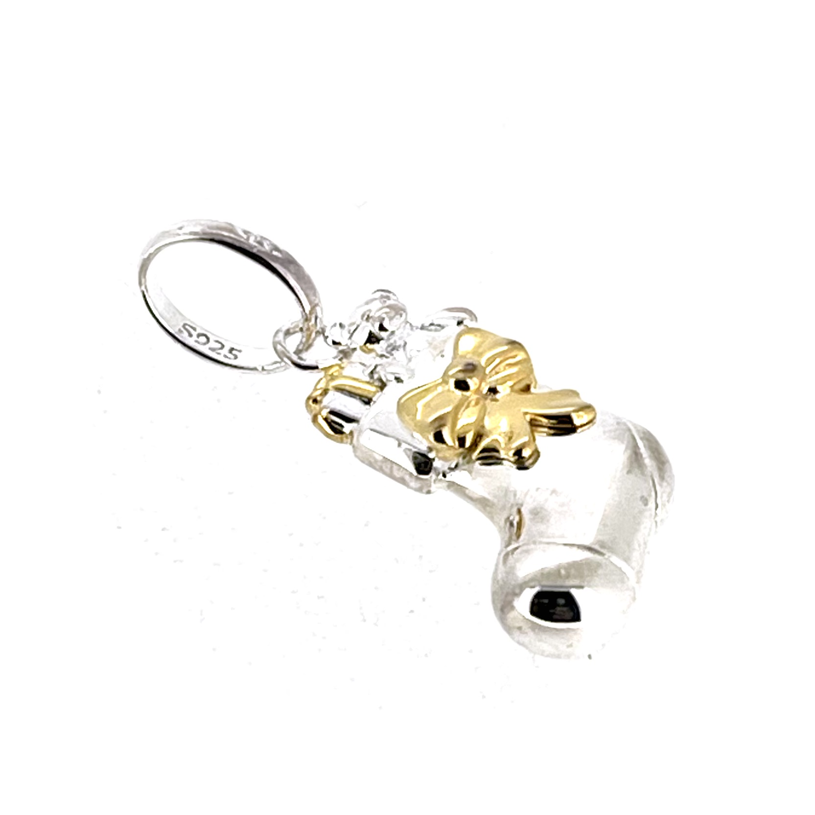 Links of London Christmas stocking charm sterling silver gold bow
