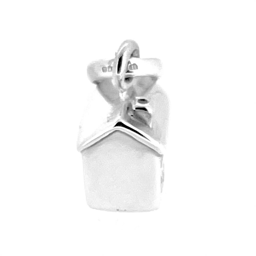Miniature house pendant charm sterling silver front