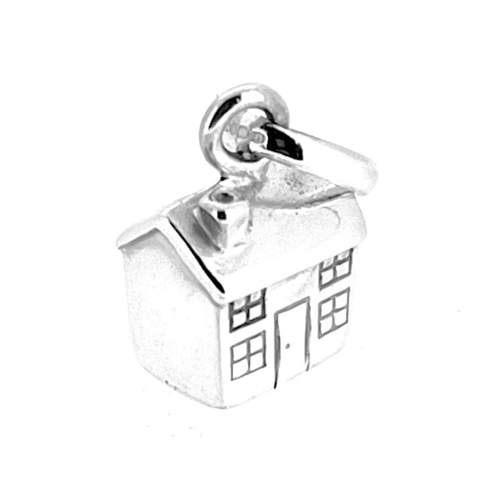 Miniature house pendant charm sterling silver front