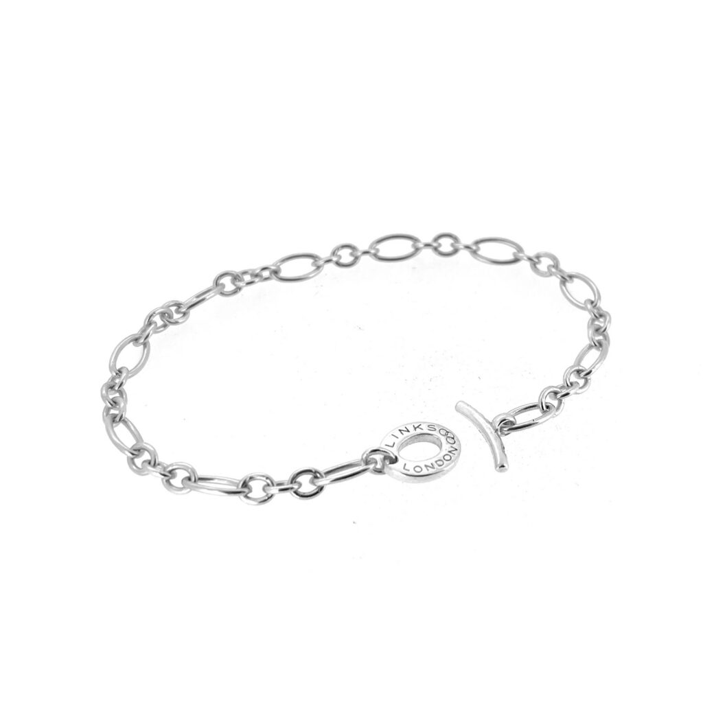 Mini link Figaro chain sterling silver bracelet