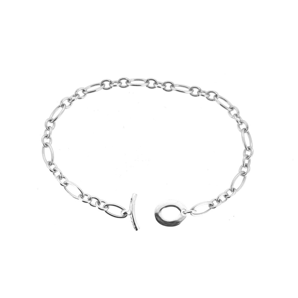 Sterling silver toggle bracelet with alternating oval links