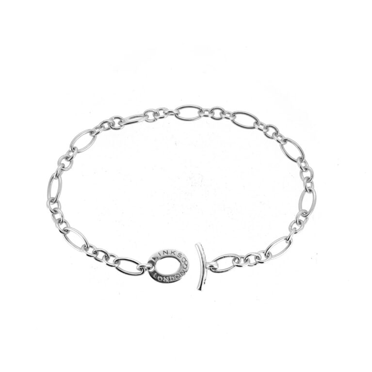 Sterling silver Mini Link Figaro charm bracelet