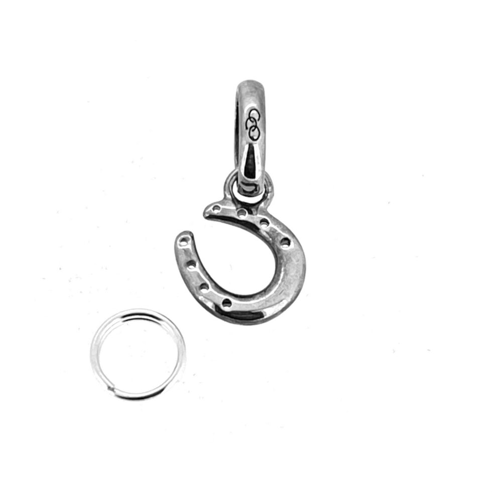 Horseshoe charm side profile showing slim 1.75mm thickness