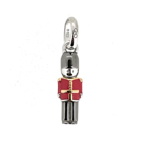 Sterling silver royal guard charm red enamel jacket