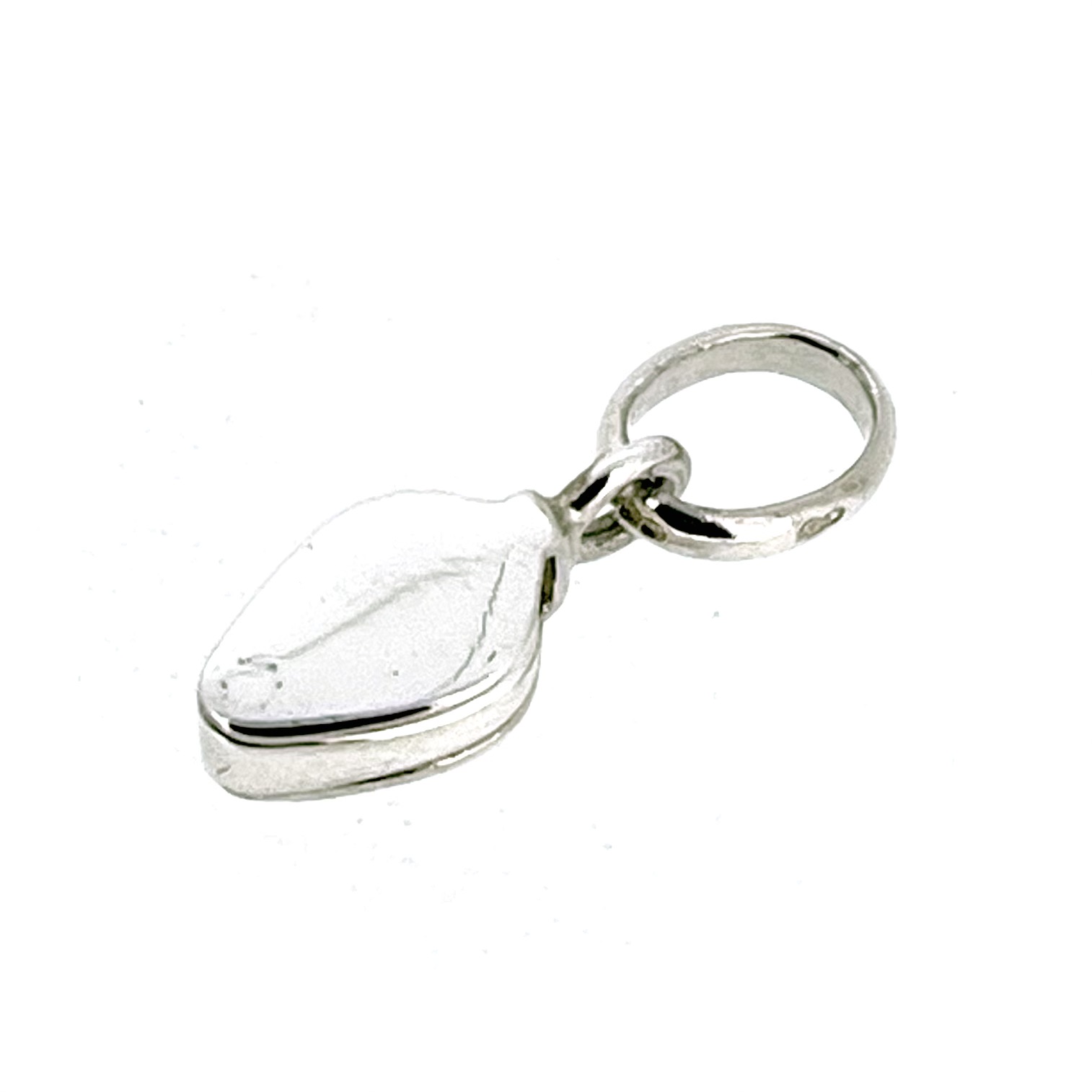 Side profile of silver loupe charm 6mm wide