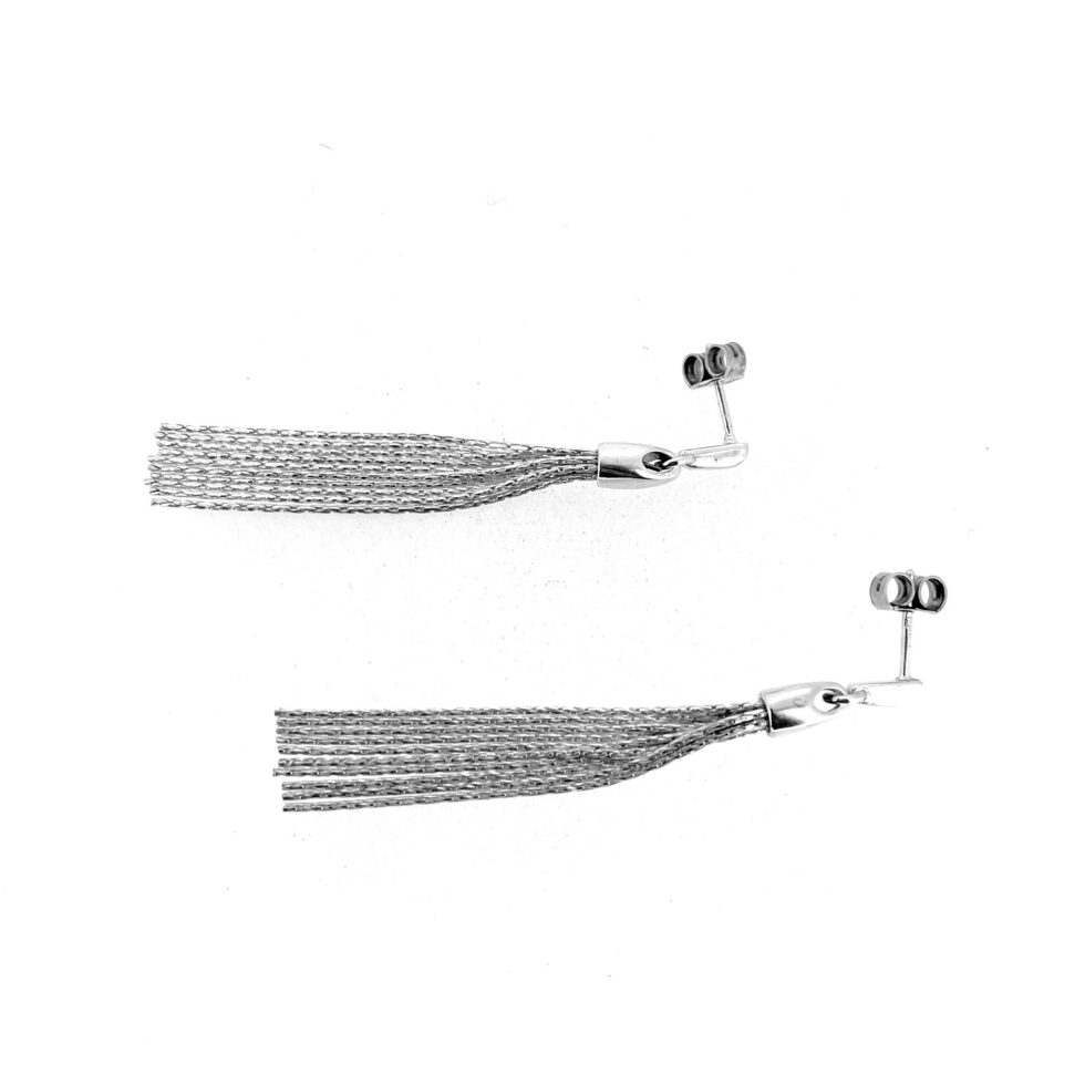 Sterling silver tassel earrings 43mm chain length
