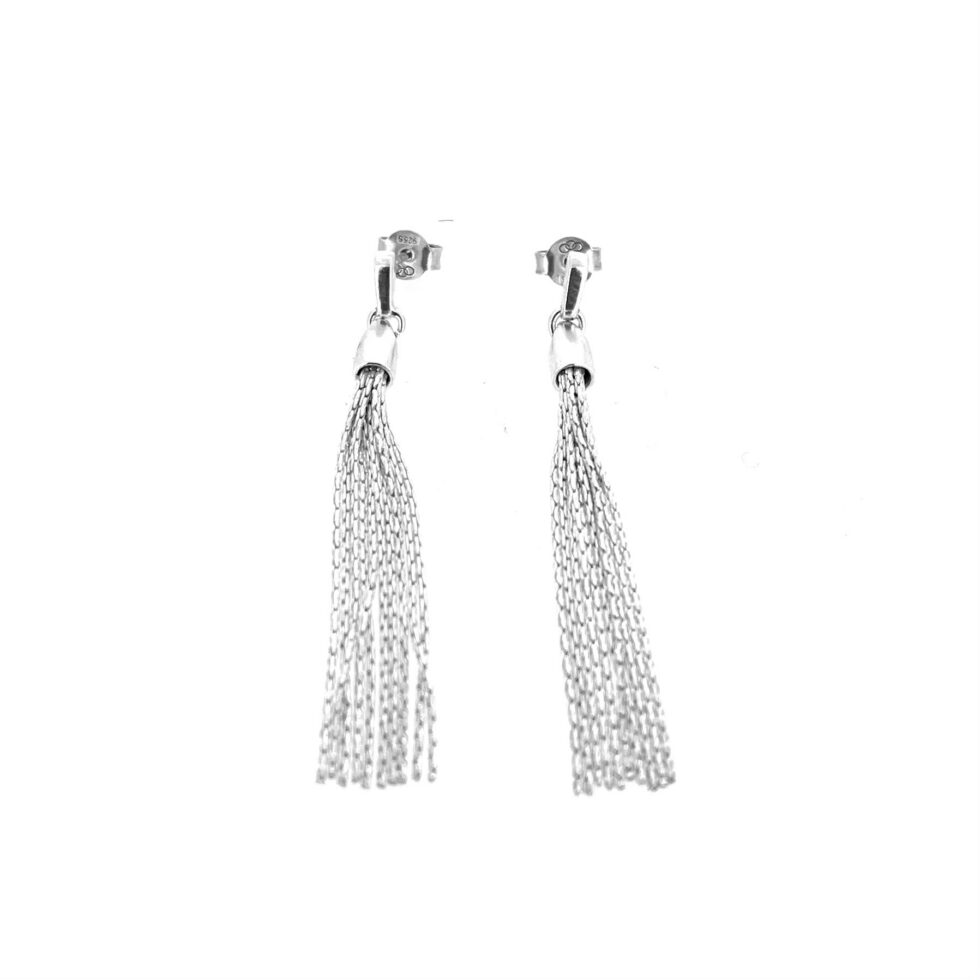 Vintage silver multi chain tassel earrings