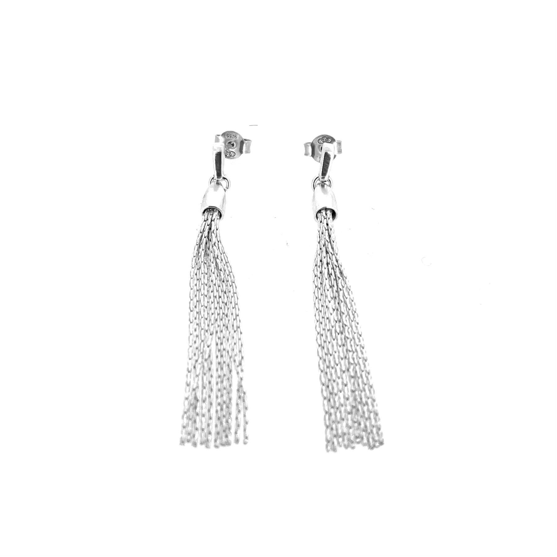 Vintage silver multi chain tassel earrings