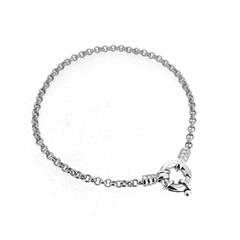 Sterling silver round link bracelet 19.5cm length