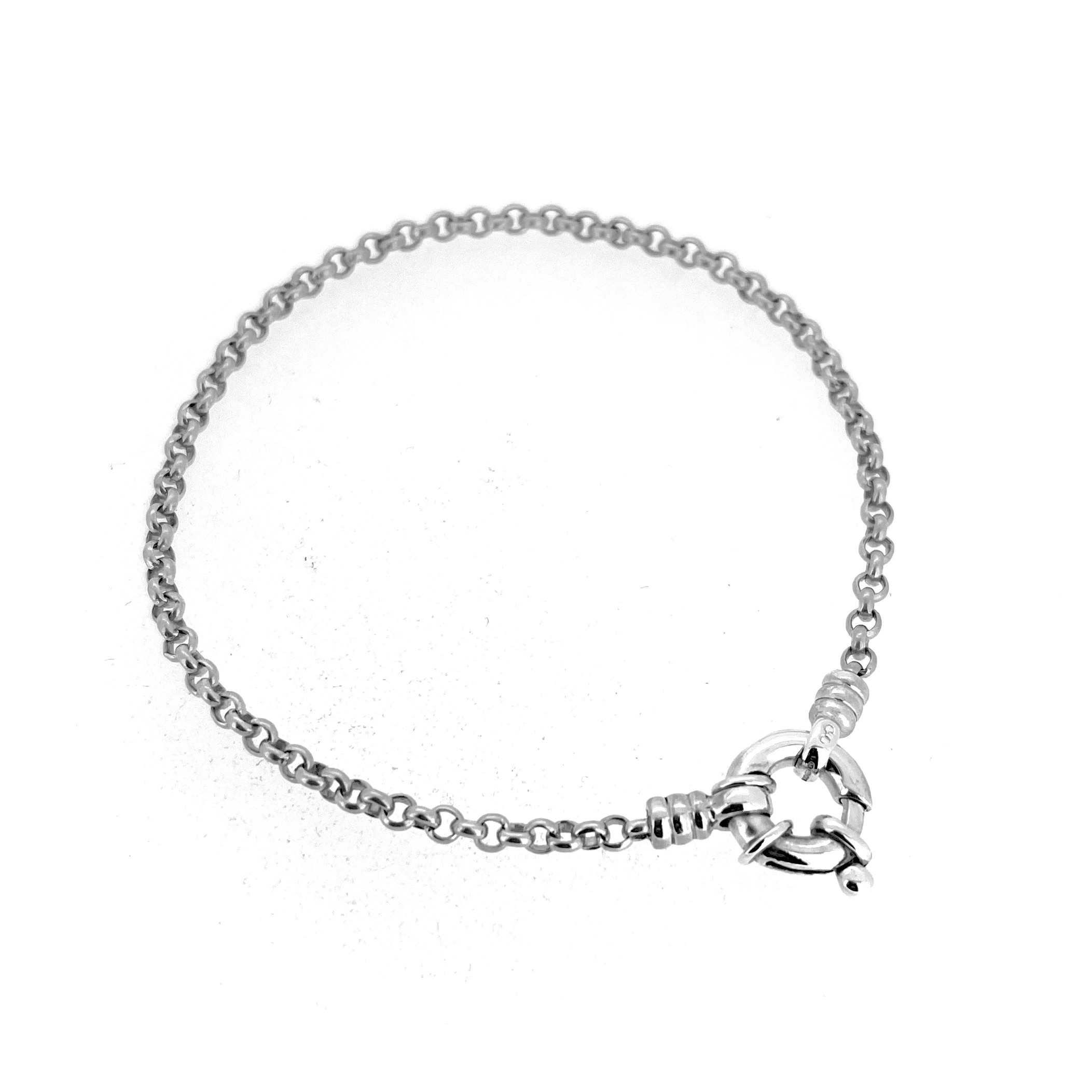Sterling silver round link bracelet 19.5cm length