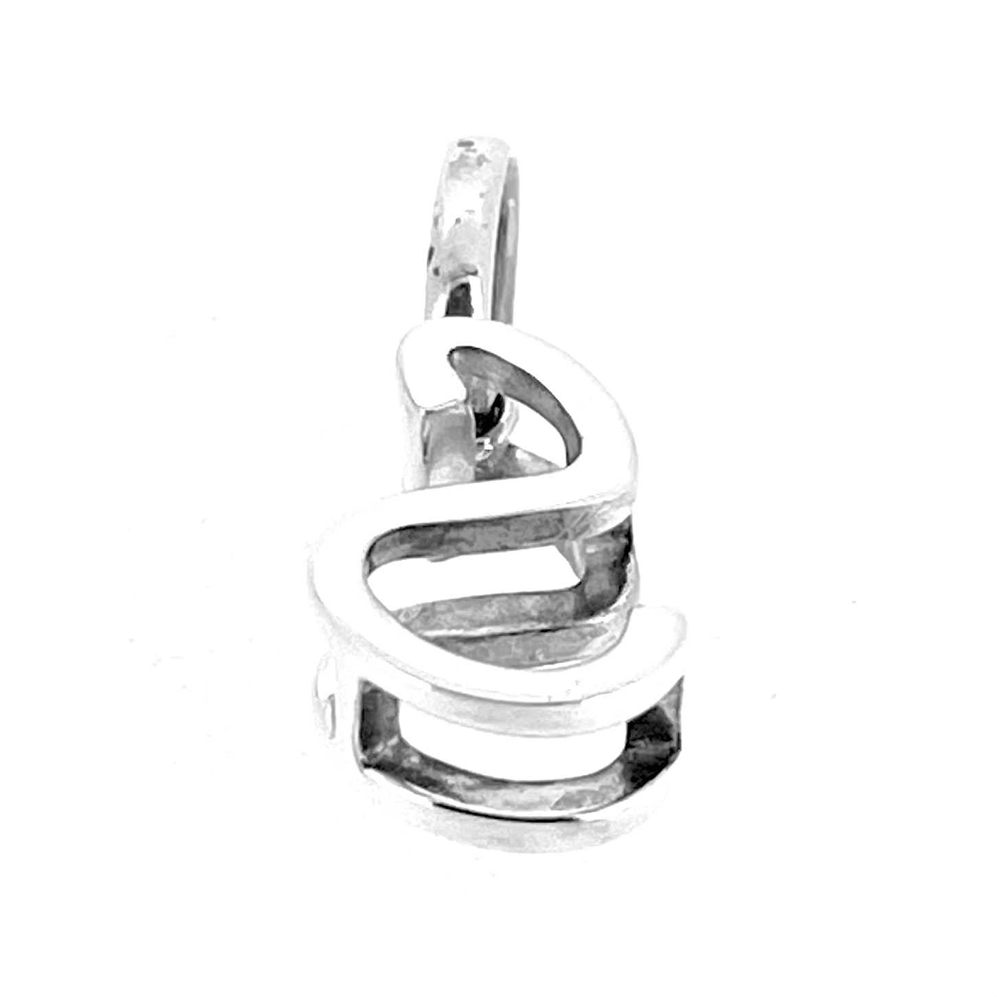 Raised script S design in sterling silver