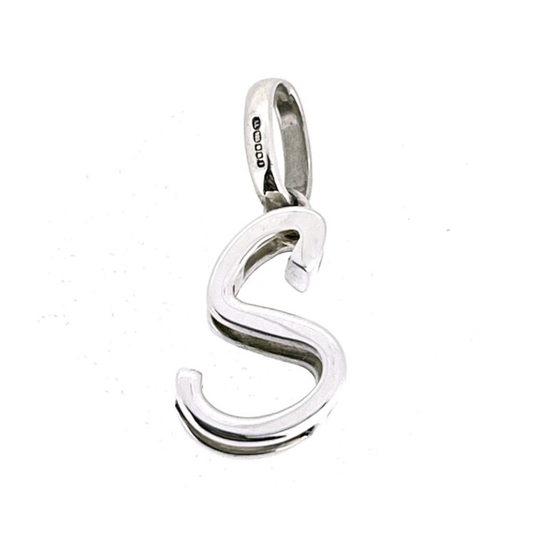 Three-dimensional sculptural S initial charm