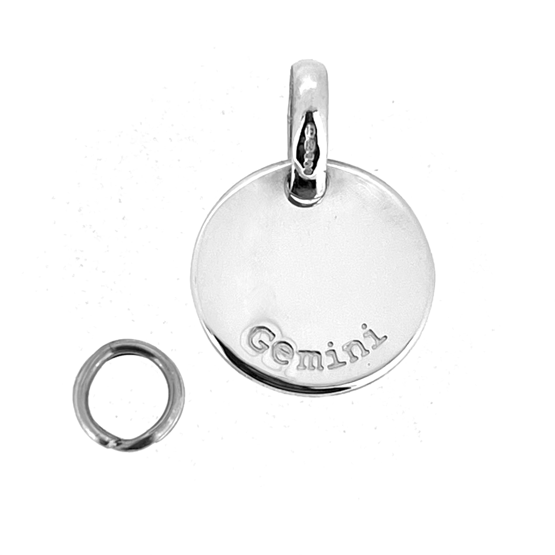 LL 925 hallmark on Gemini disc charm