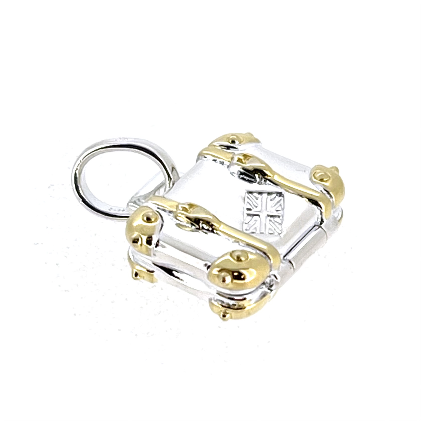 Links London travel charm side view showing thickness and hinge