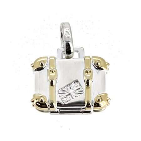 Vintage Links of London opening suitcase charm Union Jack engraving detail