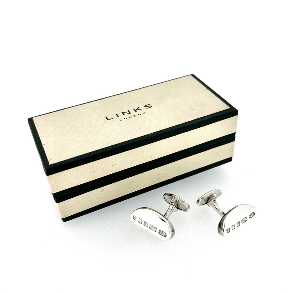 Vintage British silver cufflinks with Edinburgh assay marks