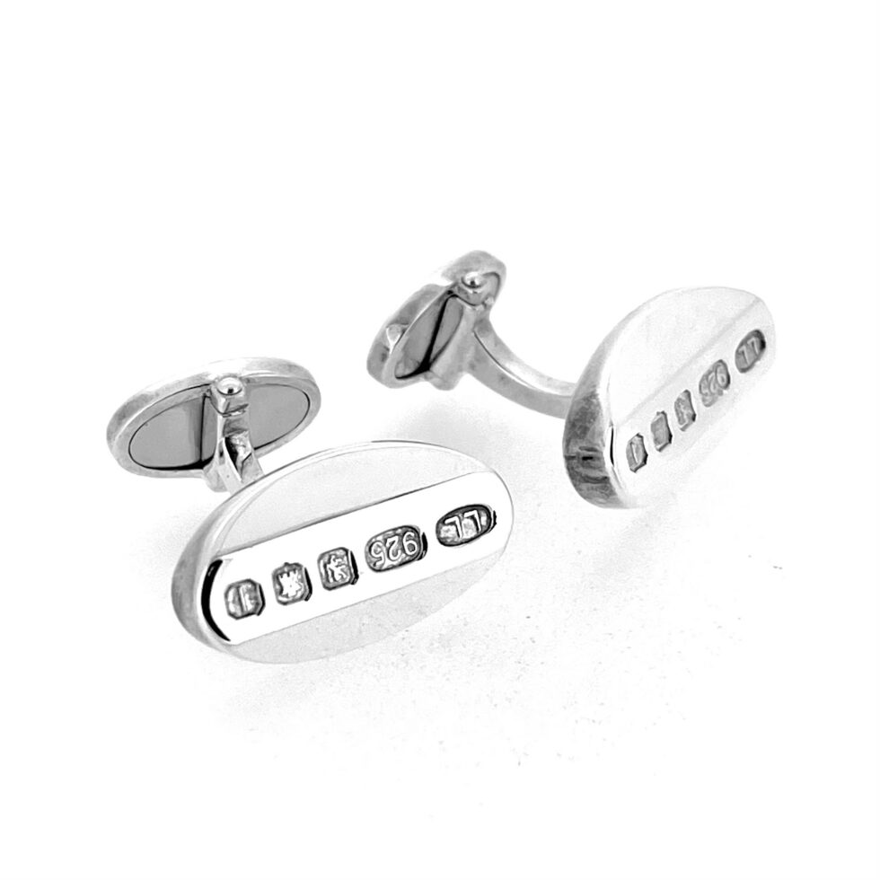 Chamfered oval Links of London cufflinks in sterling silver