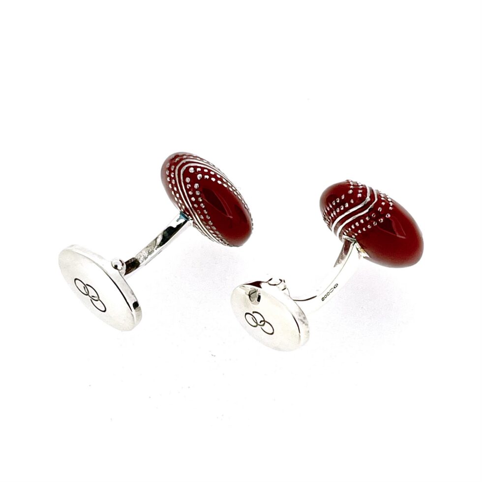 Links of London cufflinks angled showing curved bar