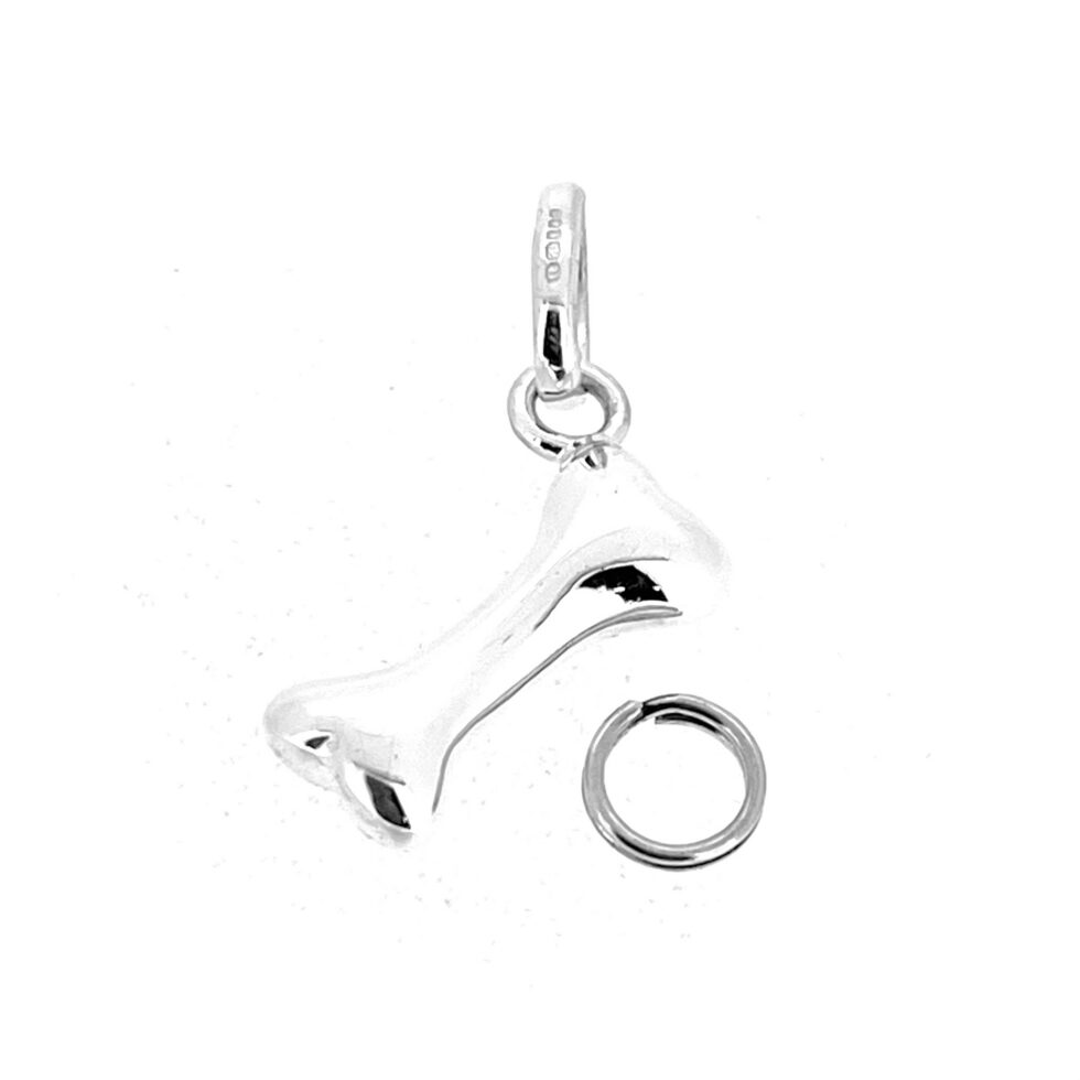 Polished Links of London dog bone charm with standard bail fitting