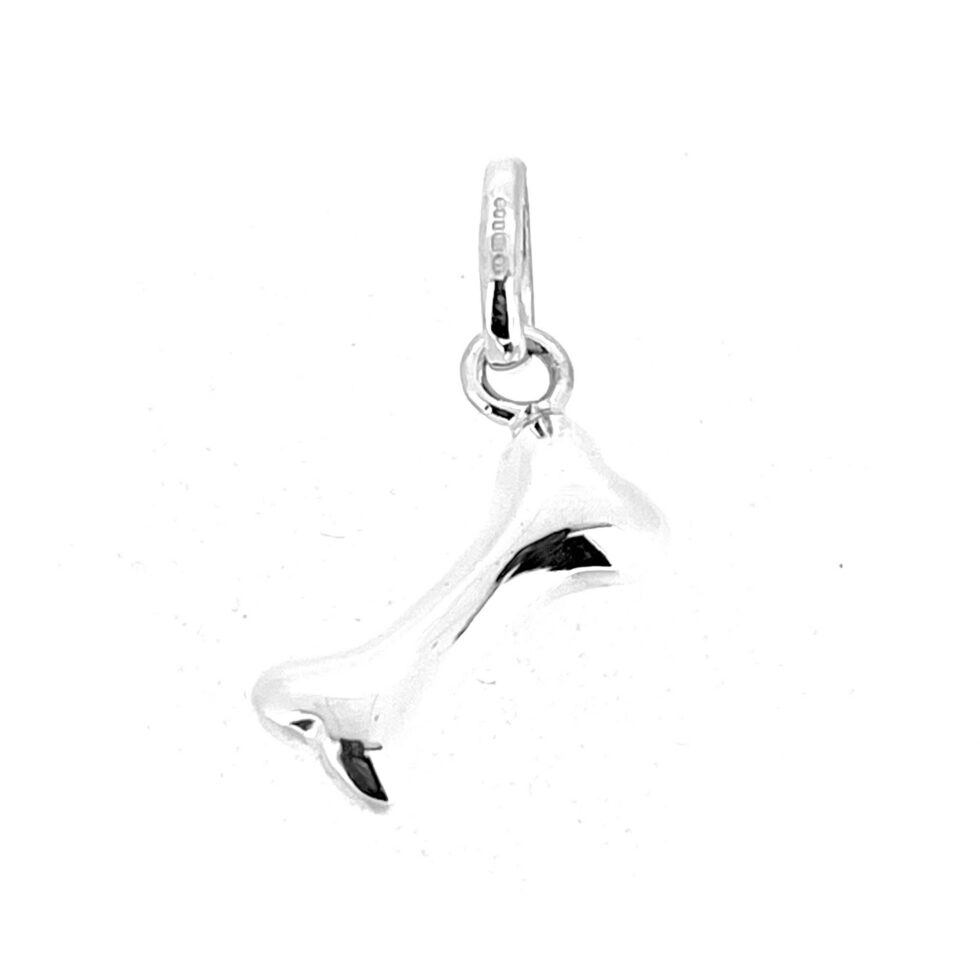 Vintage silver bone charm with black enamel and oval bail